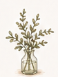 Illustrated botanical arrangement in a glass vase